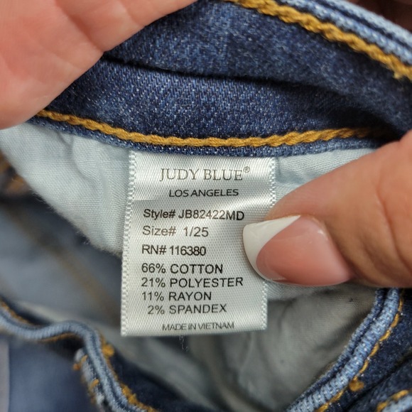 Judy Blue Jeans Womens 1/25 Blue Skinny Fit Raw Hem Distressed Stretch Frayed - Picture 13 of 13